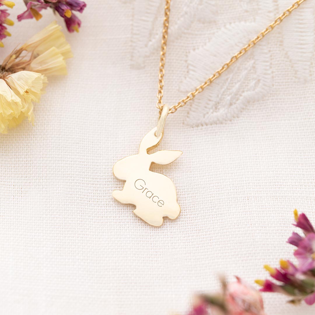 Mini Sterling Silver Bunny Pendant Personalised Necklace