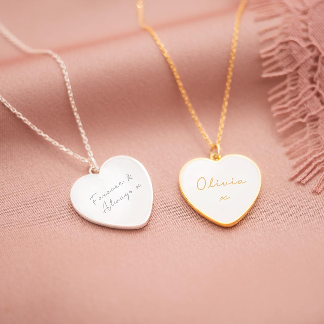 Mother Of Pearl Heart Personalised Message Necklace