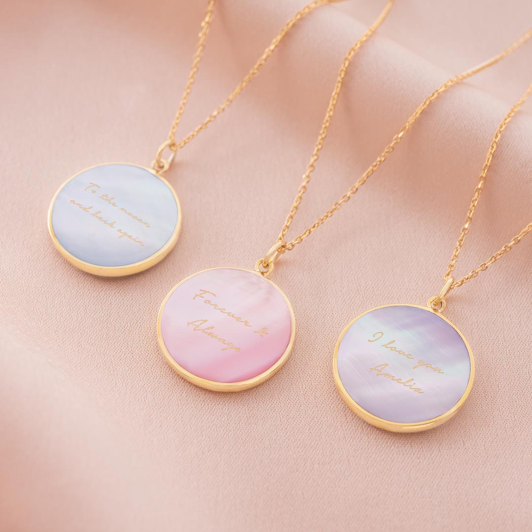 Personalised Mother of Pearl Message Necklace Photo Gift Set