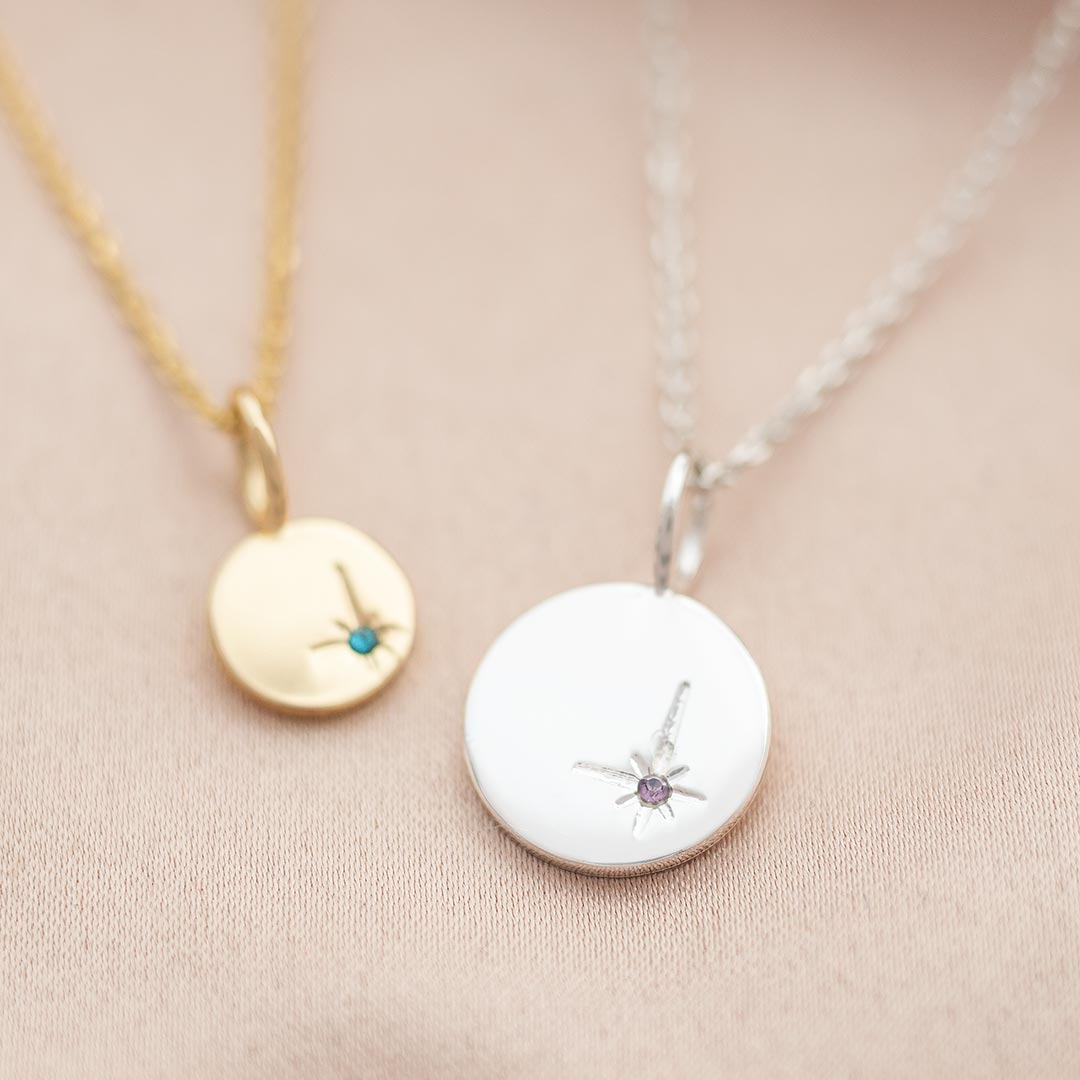 North Star Initial Birthstone Personalised Necklace