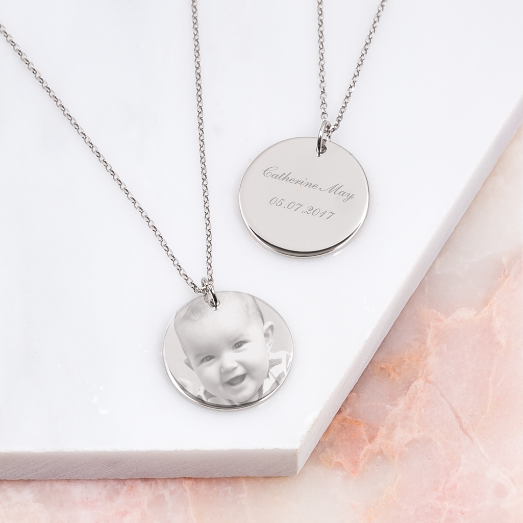 Etched Photo Disc Personalised Necklace