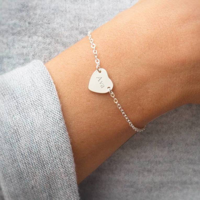 Personalised Silver Initial Heart Bracelet