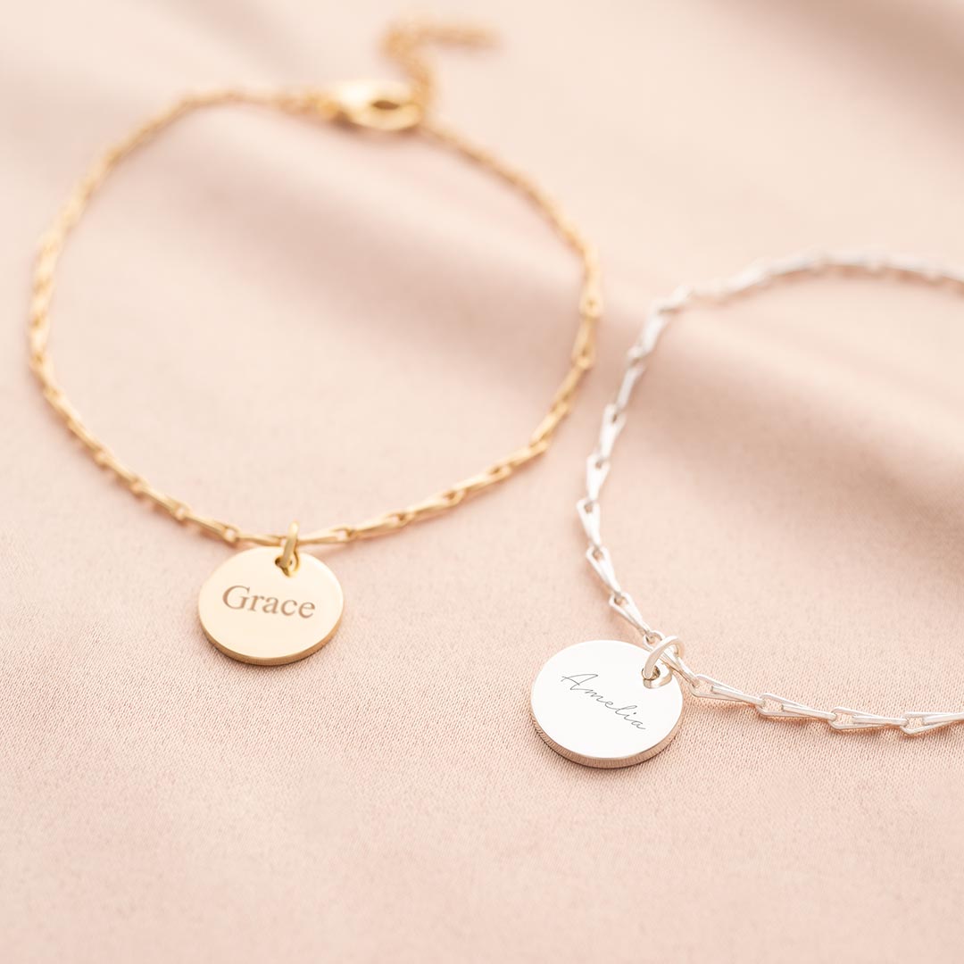 Personalised Disc and Name Statement Bracelet
