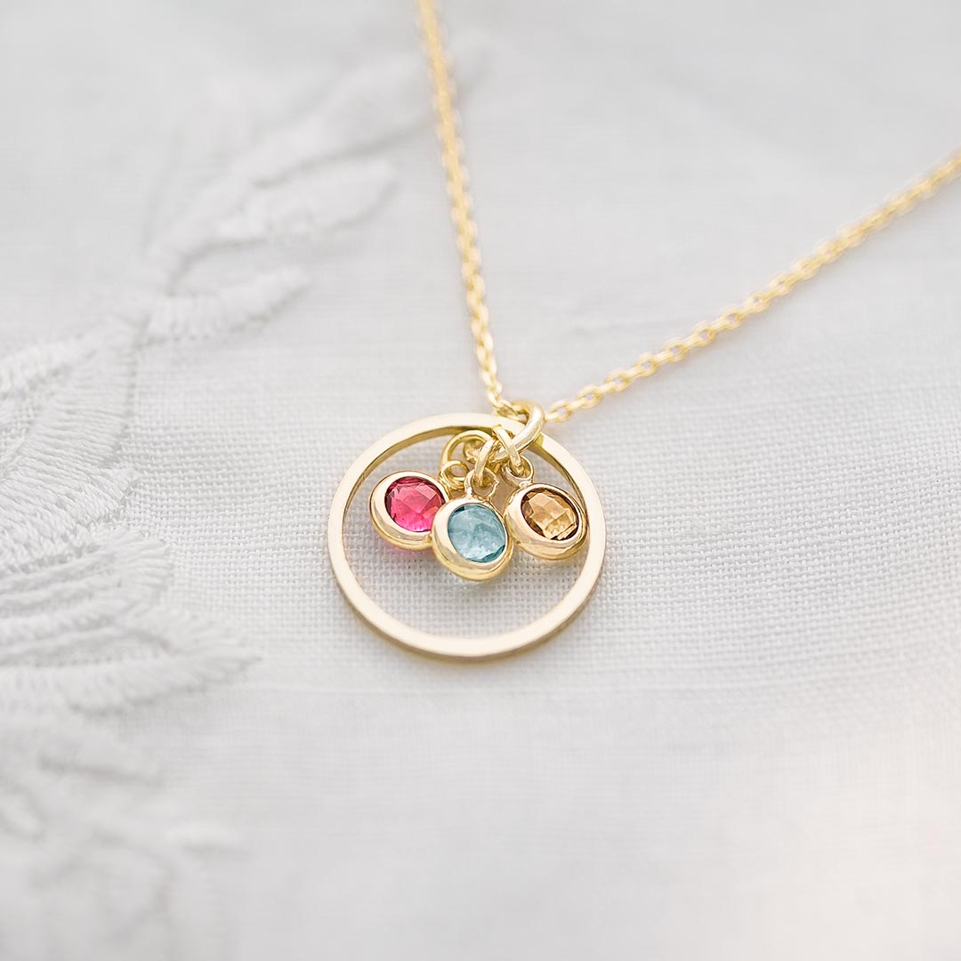 Bridesmaid Halo And Birthstone Personalised Necklace