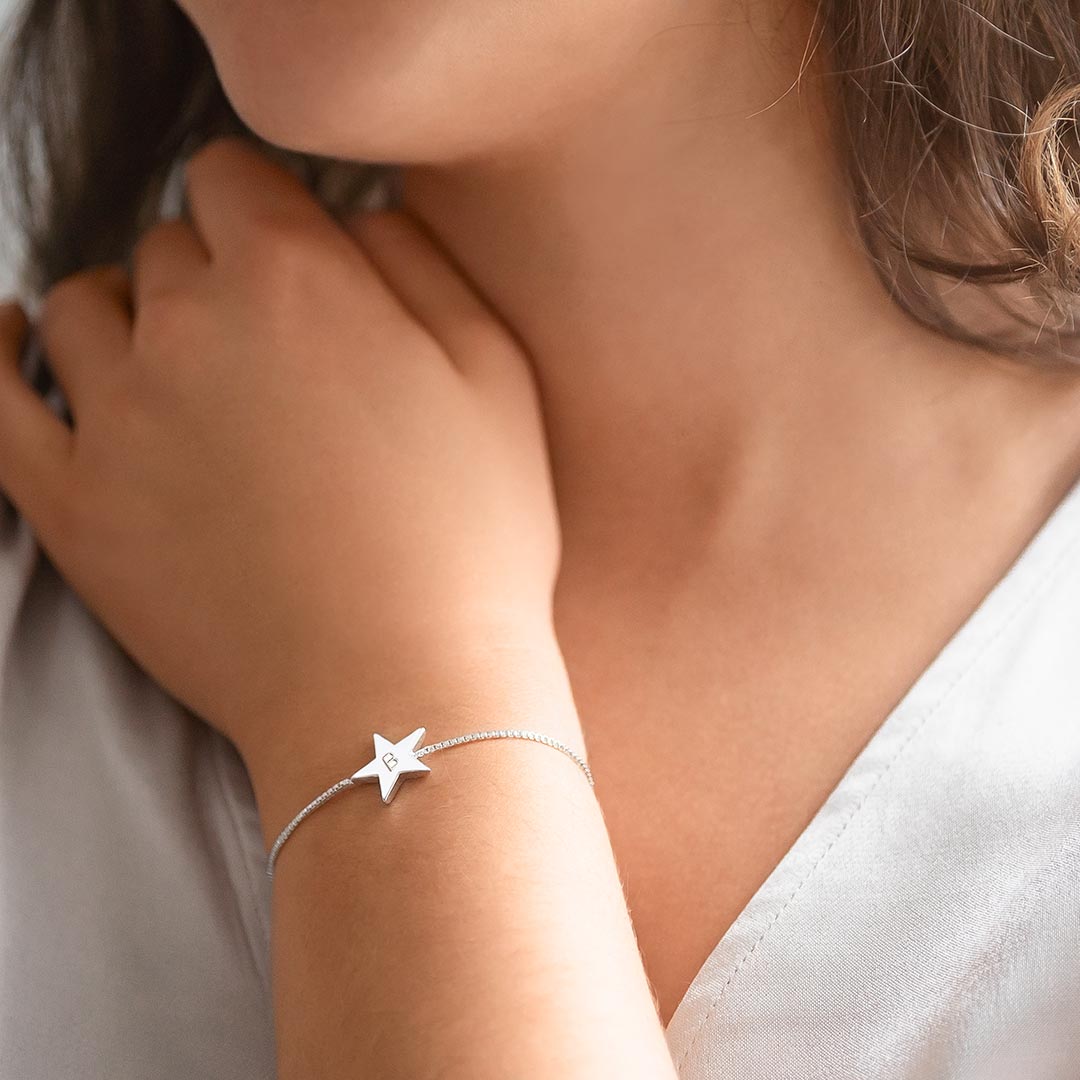 Star Slider Bracelet Personalised with an Initial