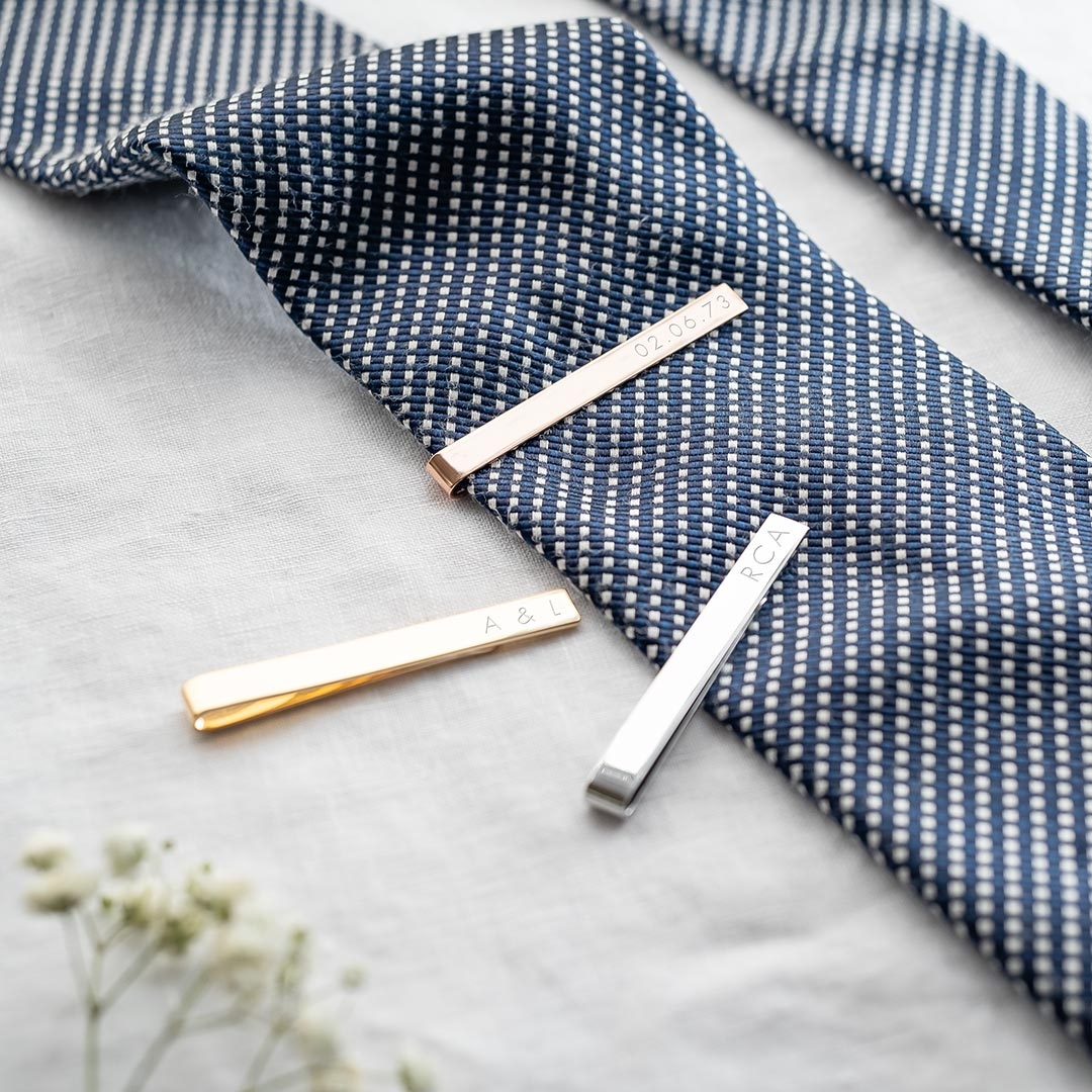 Personalised Tie Clip Engraved with Initials, a name or date