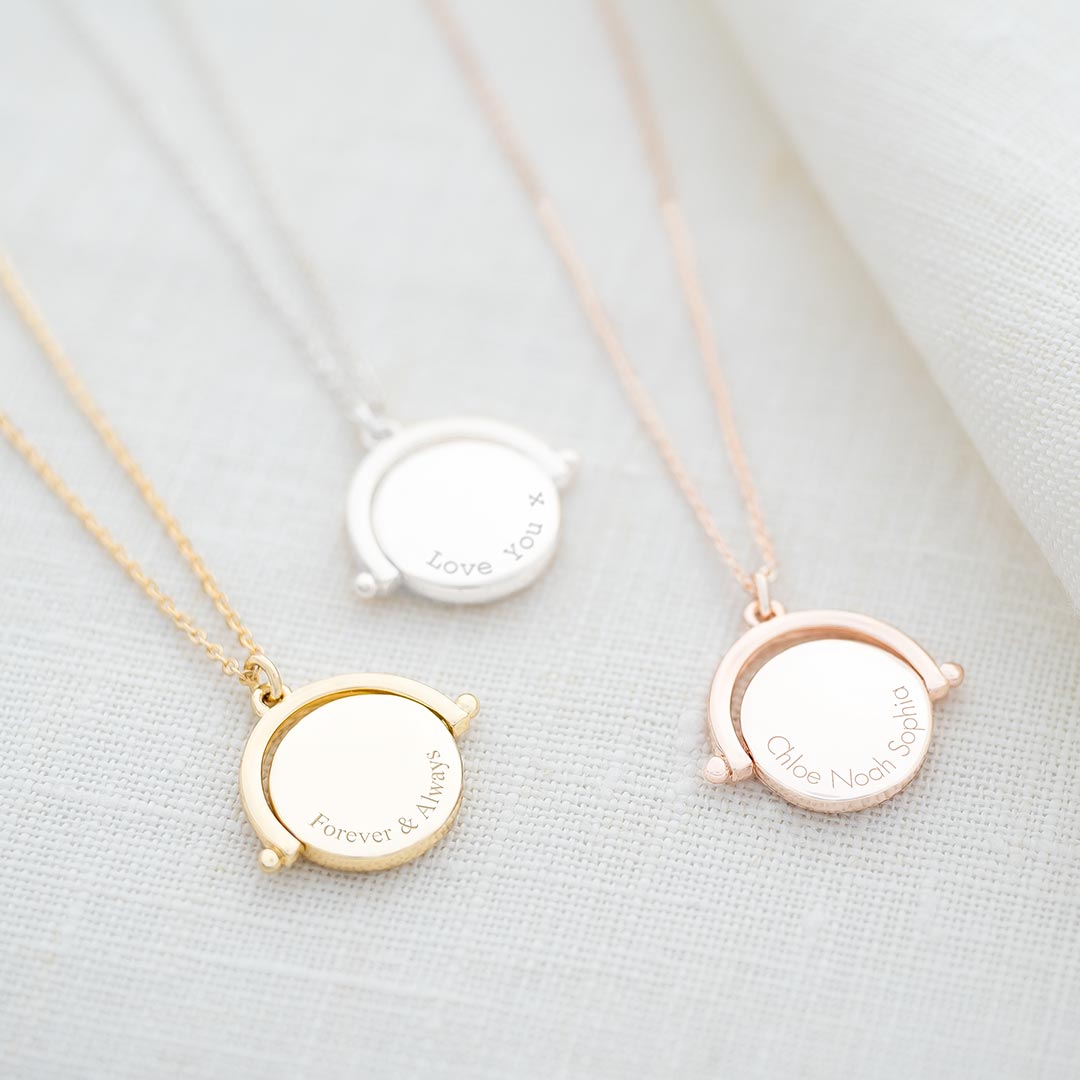 Round Spinner Personalised Message Necklace