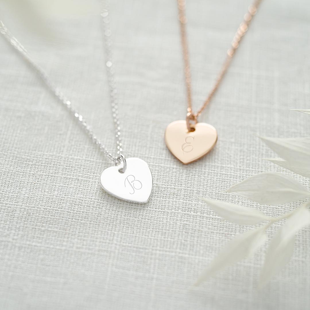 Custom Engraved Silver Mini Heart Necklace Flower Girl Necklace Valentine's Day Gift Personalized Heart Necklace Silver Heart Necklace