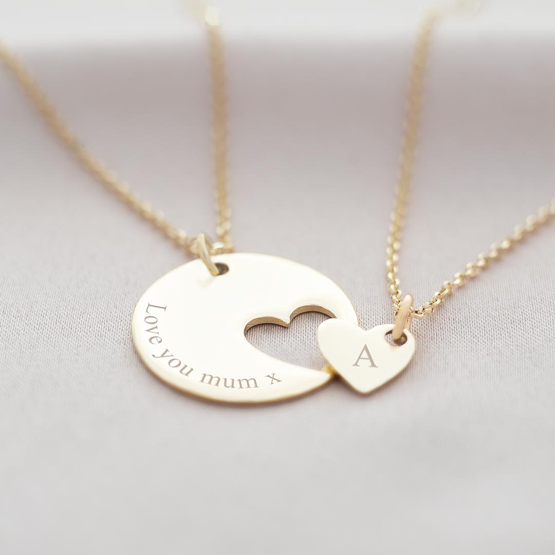 Mother and Daughter Necklace Personalised with classic Style Engraving