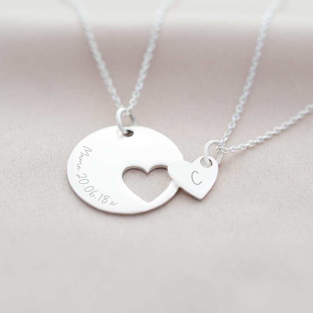 Personalised Mother Necklace and Daughter Necklace in Sterling Silver