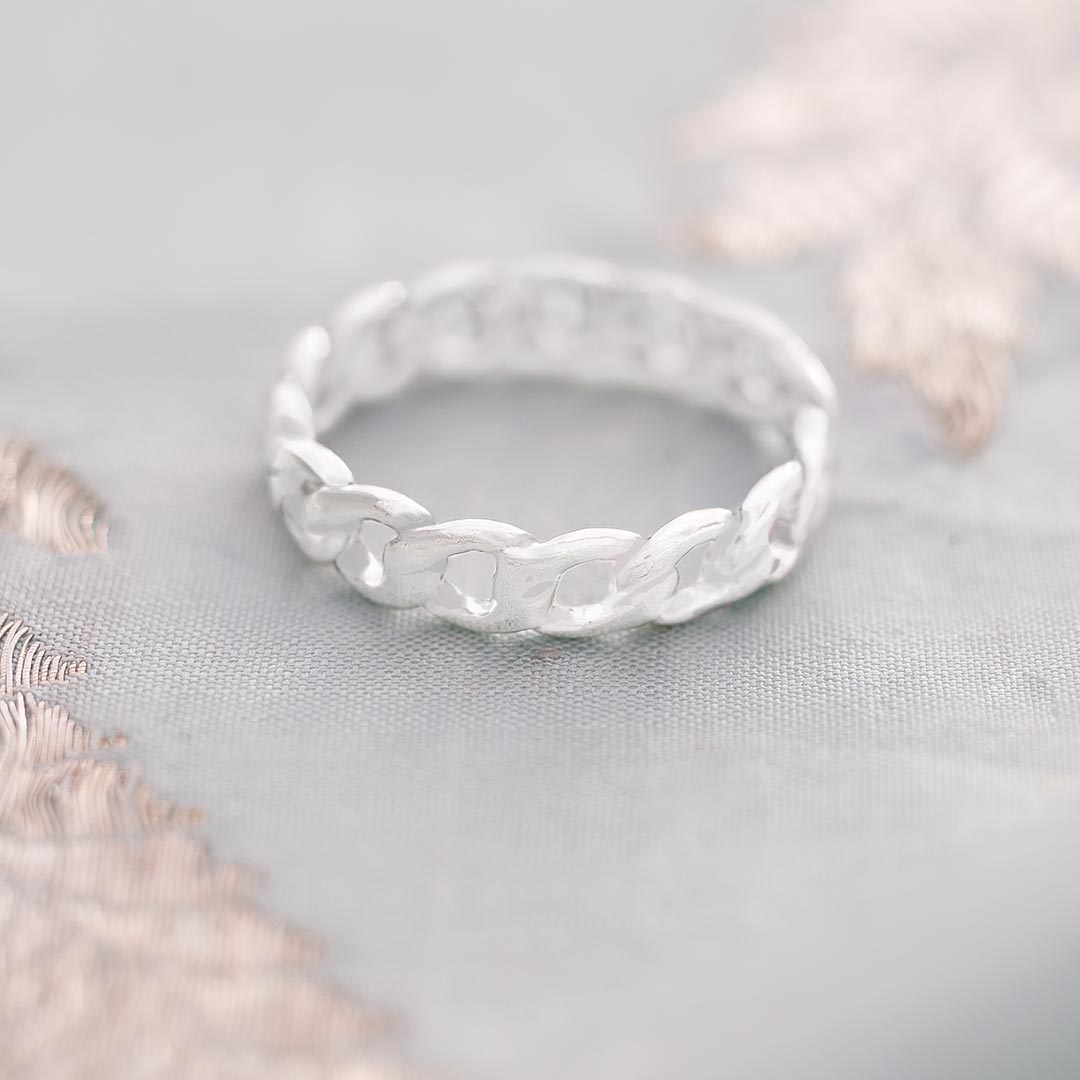 Sterling Silver Chain Personalised Stacking Ring