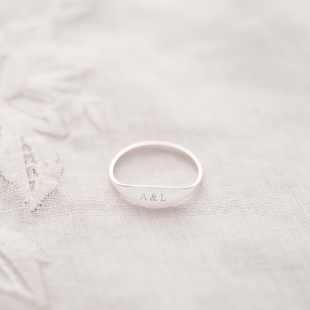 Sterling Silver Initial Personalised Signet Ring