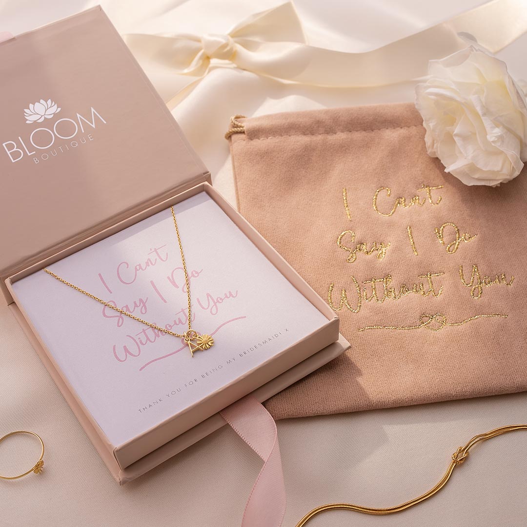 Sterling Silver Letter Birth Flower Personalised Necklace I Can't Say I Do Without You Gift Set