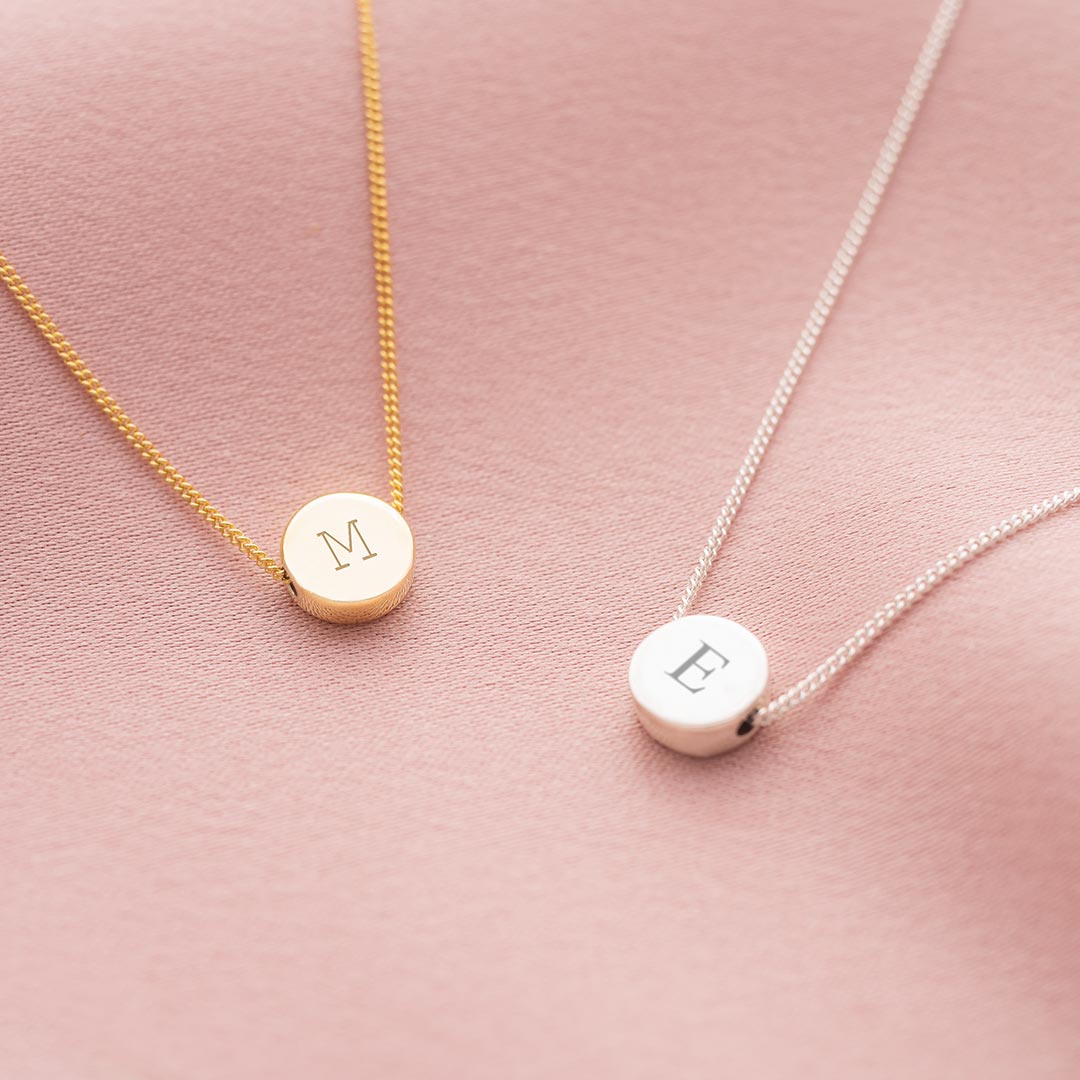 Sterling Silver Mini Disc Initial Personalised Necklace