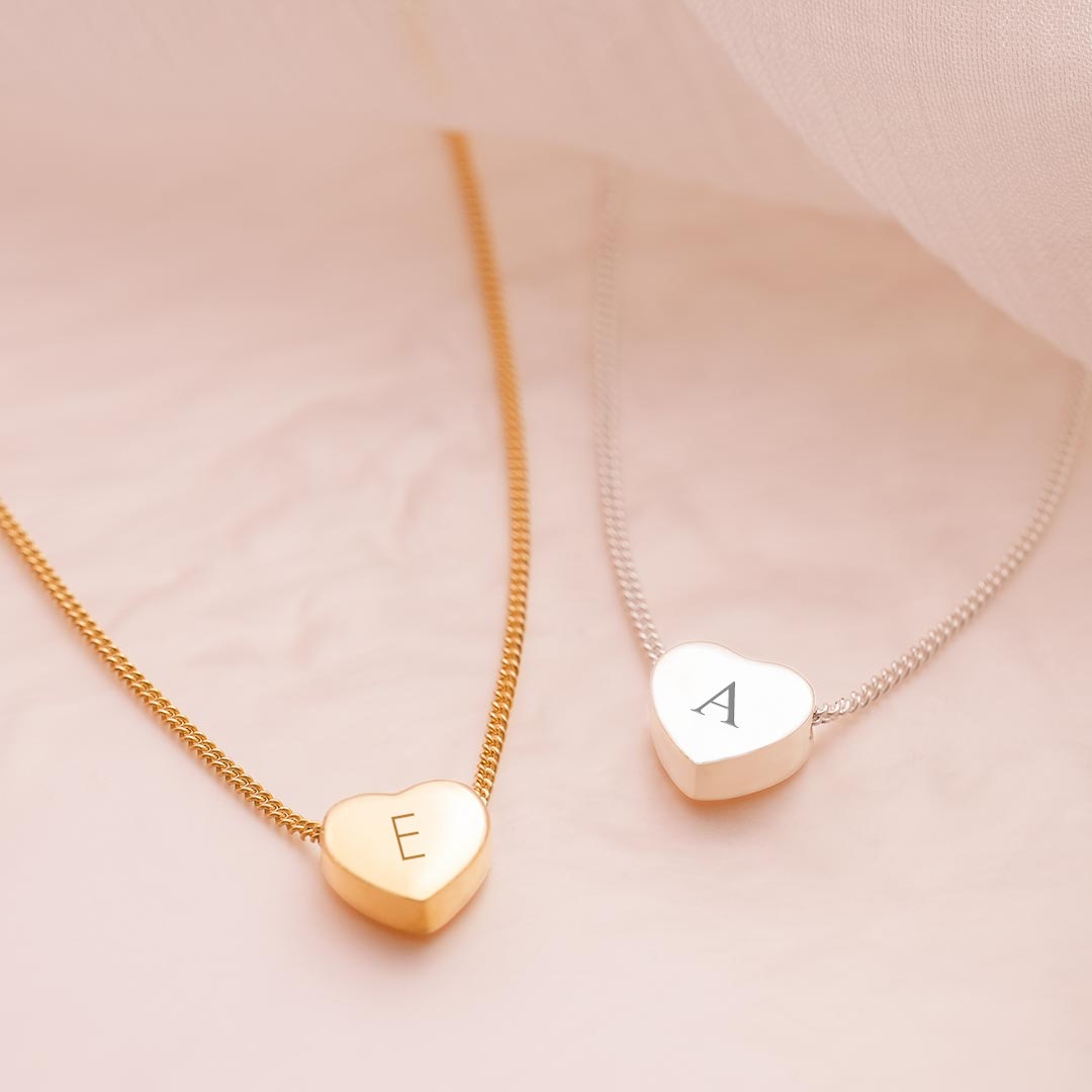 Sterling Silver Mini Heart Initial Personalised Necklace