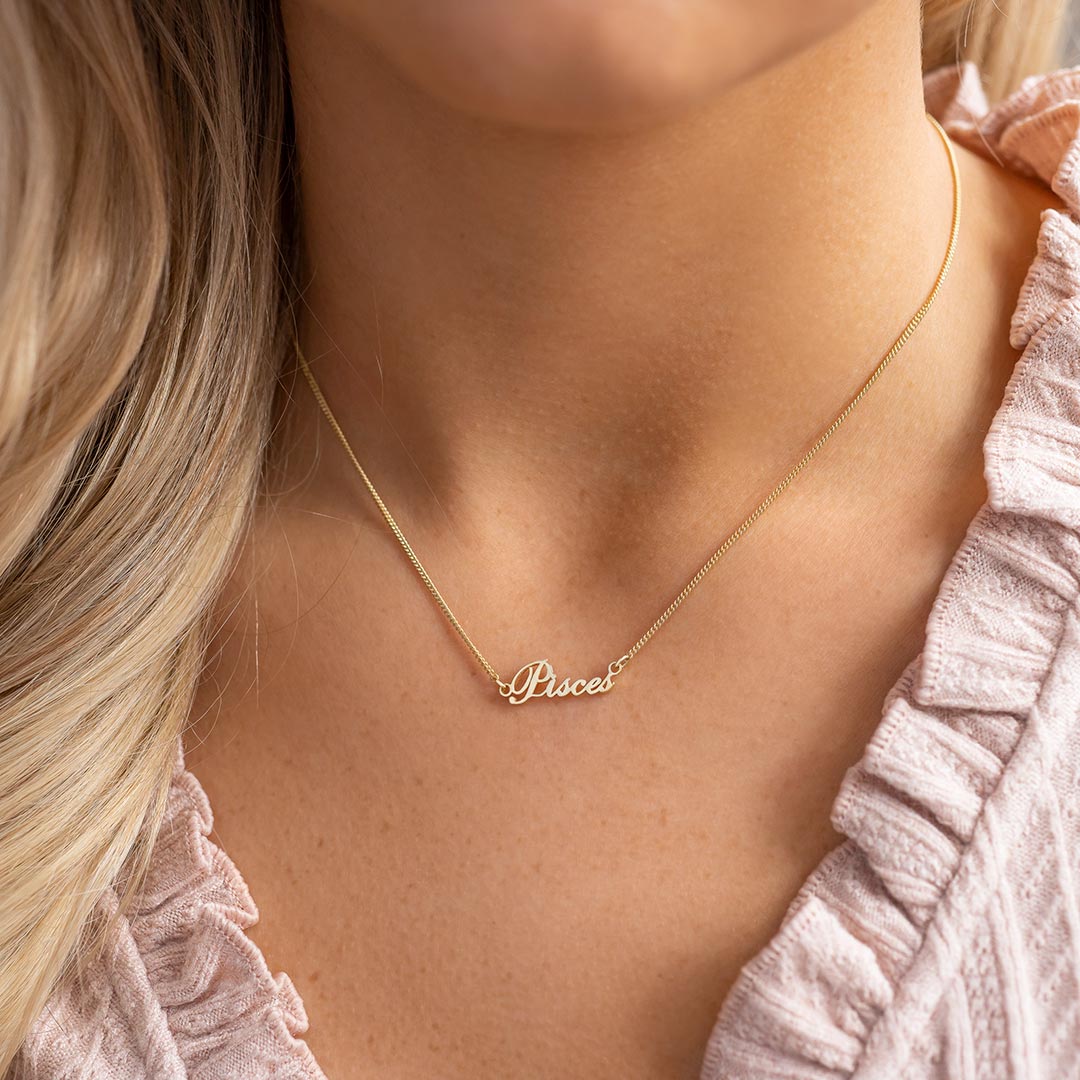 Sterling Silver Zodiac Name Personalised Necklace
