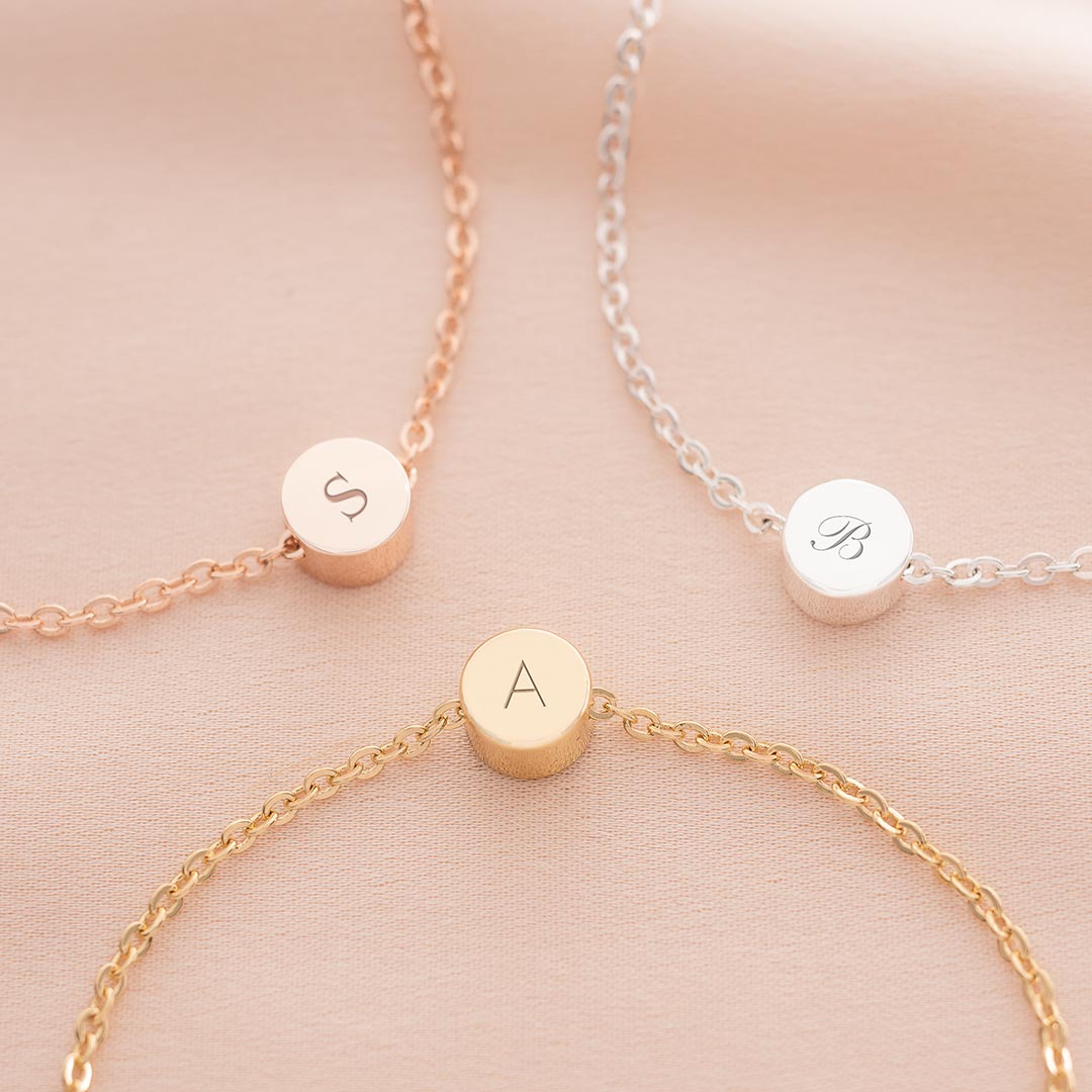 Thea Initial Disc Personalised Friendship Bracelet