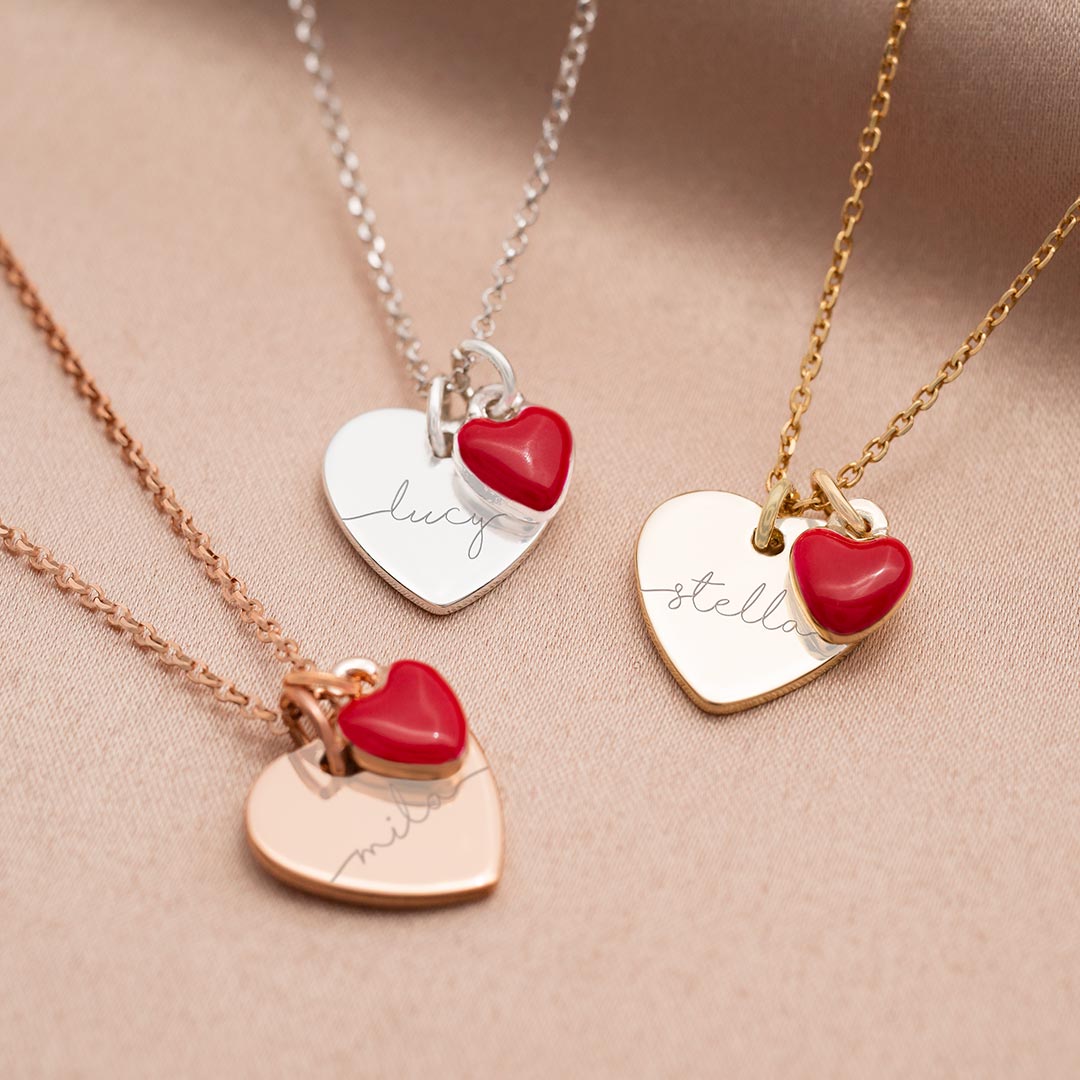 Esme Heart and Enamel Charm Personalised Necklace