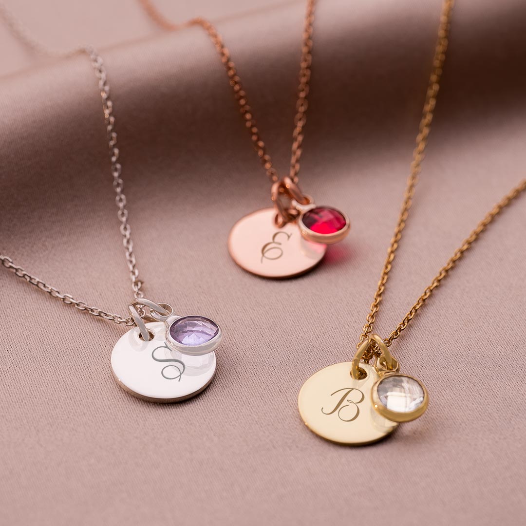 Initial and Birthstone Personalised Necklace